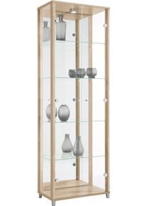 Fif M&ouml;bel Vitrine FIF M&Ouml;BEL "OPTIMA", beige (eichefarben s&auml;gerau), B:57,5cm H:172cm T:32cm, Holzwerkstoff, Sicherheitsglas ESG, Schr&auml;nke, Vitrine, Standvitrine, Vitrinenschrank, Glasvitrine, Sammlervitrine, LED