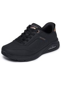 Slip-On Sneaker Skechers "ARCH FIT UNO", Damen, Gr. 39, schwarz (schwarz uni), Lederimitat, Schuhe Slip-On Sneaker, Schlupfschuh, Halbschuh, Freizeitschuh mit Slip ins