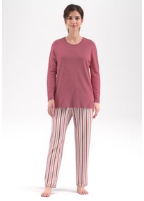 G&ouml;tzburg Pyjama G&Ouml;TZBURG, Damen, Gr. 44, rosa (rot, mittel, streifen), Single Jersey, Obermaterial: 100% Baumwolle, Homewear-Sets Pyjama