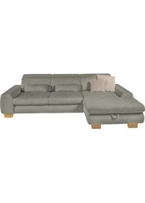 Ecksofa, lind, SET ONE BY Musterring, Sofas, B/H/T: 307cm x 86cm x 195cm, Cord, Ottomane rechts, Sitzh&ouml;he 49cm,Sitztiefenverstellung im 3-Sitzer,Kopfteilverstellung,Bettfunktion,Bettkasten, 88% Polyester;12% Polyamid, Ecksofa, Kopteil verstellbar, mit Bettfunktion, in Cord, lind, Sitzh&ouml;he 49, B:307cm H:86cm T:195cm