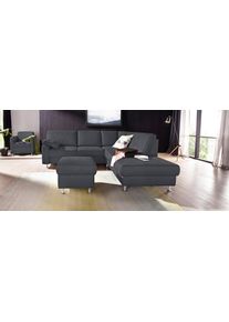 Sit & More Hocker SIT & MORE "Belfort", grau (dunkelgrau), B:58cm H:45cm T:58cm, Luxus-Microfaser (90% Polyester, 10% Polyamid);Flachgewebe (100% Polyester);Luxus-Microfaser ALTARA NUBUCK (100% Polyester), Hocker, Hocker, mit Stauraumfach