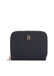Geldb&ouml;rse Tommy Hilfiger "TH ICON MED ZA W/FLAP NYLON", Damen, dunkelblau, Textil, Kleinlederwaren Geldb&ouml;rse, Damen Portemonnaie, Geldbeutel mit TH-Schmuckelement