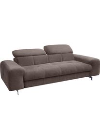 3-Sitzer COTTA "Chef", braun (espresso), B:232cm H:72cm T:105cm, Chenille (90% Polyester, 10% Polyamid);Struktur (100% Polyester), Sofas, 3-Sitzer, mit Kopfteilverstellung