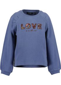 Sweatshirt Blue Seven, M&auml;dchen, Gr. 98, blau (jeansblau), angeraute Sweatware, Obermaterial: 100% Baumwolle, bedruckt, unifarben, Basic normal, Rundhals, Raglan&auml;rmel,angeschnitten Rippb&uuml;ndchen, Sweatshirts Sweatshirt, Baumwolle