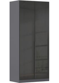Dreht&uuml;renschrank OTTO HOME "Kleiderschrank Schrank Garderobe AGORDO mit Dekor- oder Hochglanzfront", grau (graumetallic, hochglanz effektgrau), B:91cm H:229cm T:54cm, Holzwerkstoff, Schr&auml;nke, Dreht&uuml;renschrank, mit Au&szlig;enschubk&auml;sten, Serie in 7 Breiten und 2 H&ouml;hen MADE IN GERMANY