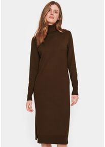 Strickkleid Saint Tropez "SZ-Roll-neck Long Dress", Damen, Gr. XS (34), N-Gr, mink beige, Feinstrick, Obermaterial: 80% Viskose, 20% Polyamid, wadenlang, B&uuml;ndchen, Kleider Strickkleid, mit Rollkragen
