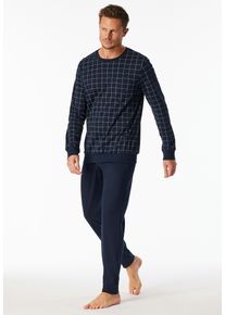 Pyjama Schiesser "Fine Interlock", Herren, Gr. 64, 804, nachtblau, Interlock, Obermaterial: 100% Baumwolle, bequem lang, Rundhals, angesetztes B&uuml;ndchen, Homewear-Sets Pyjama, mit Rundhalsausschnitt, lang&auml;rmelig, Baumwolle