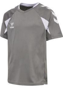 Trainingsshirt Hummel "hmlCORE 2.0 JERSEY S/S KIDS", M&auml;dchen, Gr. 140, steel gray, wei&szlig;, Obermaterial: 100% Polyester, normal, Rundhals, Shirts Trainingsshirt, f&uuml;r Kinder, mit Rundhalsausschnitt, Kurzarm-Design, schnell trocknend