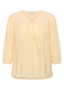 Langarmbluse Kaffe CURVE "Damen Bluse langarm KCmaisie", Damen, Gr. 44, gelb (sunlight), Obermaterial: 98% Baumwolle CO. 2% Elasthan EL., Blusen Langarmbluse