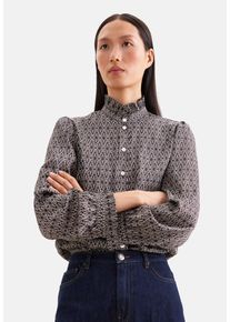 R&uuml;schenbluse Seidensticker, Damen, Gr. XL (42), braun, Blusen R&uuml;schenbluse, 1/1 Stehkragen Druck