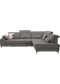 Ecksofa, grau (famosa slate), SET ONE BY Musterring, Sofas, B/H/T: 317cm x 86cm x 220cm, Flachgewebe, Armlehne links, Sitztiefenverstellung,Kopfteilverstellung,Ohne Bettfunktion,Ohne Schubkasten, 100% Polyester, Ecksofa, Kaltschaumpolsterung, Flachgewebe, whlw. mit Funktionen, Sitzh&ouml;he 49, B:317cm H:86cm T:220cm
