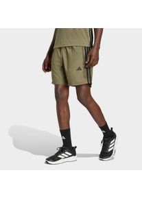 Shorts adidas Performance "WORKOUT ESSENTIALS 3-STRIPES WOVEN", Herren, Gr. XL, L&auml;nge 7, olive strata, schwarz, innenbeinl&auml;nge ca. 18 cm, Hosen Shorts, f&uuml;r Fitness und Sportmode, normal-weite Passform