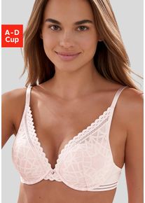 Push-up-BH s.Oliver "Milene", Damen, Gr. 75, Cup C, ros&eacute;, Spitze, Obermaterial: 60% Polyamid, 35% Polyester, 5% Elasthan, BHs Push-up-BH, im edlen High-Apex Look mit graphischer Jacquardspitze, sexy Dessous