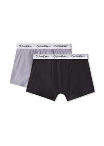 Trunk "2PK TRUNK", M&auml;dchen, Gr. 152/158, 2 Stk., grau (schwarz, grau), Jersey, Obermaterial: 95% Baumwolle, 5% Elasthan, Calvin Klein Underwear, k&ouml;rpernah, Unterhosen Trunk, mit Logobund