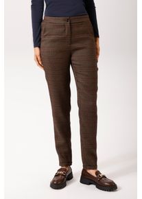 Stoffhose Aniston CASUAL, Damen, Gr. 46, N-Gr, braun (hellbraun, marine, dunkelrot, beige), Web, Obermaterial: 98% Polyester, 2% Elasthan, Jacquardmuster, gemustert, kariert, figurumspielend kn&ouml;chellang, Hosen Stoffhose, im trendigen Karo-Dessin - NEUE KOLLEKTION