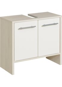 Waschbeckenunterschrank SAPHIR "Quickset 350 Unterbeckenschrank, 62 cm breit, 2 T&uuml;ren, Pinie Ida hell", beige (pinie ida hell, wei&szlig; glanz), B:62cm H:54,3cm T:28cm, Holzwerkstoff, Schr&auml;nke, Waschbeckenunterschrank, Waschbeckenschrank mit Siphonausschnitt, ohne Waschbecken