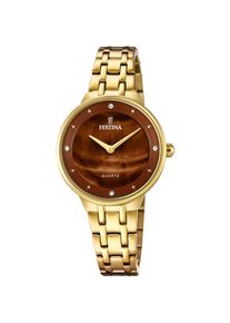 Quarzuhr Festina "Mademoiselle", gold (goldfarben, braun), Armbanduhren, Damen, Quarzuhr, Armbanduhr, Damenuhr, Edelstahlarmband, analog, Zirkonia (synth.)