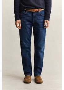5-Pocket-Jeans Gant, Herren, Gr. 33, L&auml;nge 34, blau (mid blau worn in), Denim/Jeans, Obermaterial: 97% Baumwolle, 2% Polyester, 1% Elasthan, regular fit lang, Jeans 5-Pocket-Jeans
