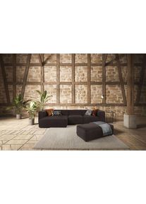Ecksofa W.Schillig "around-the-block Mega Sofa, viel Platz und hoher Sitzkomfort, L-Form", braun (mocca z69), B:341cm H:66cm T:164cm, Longlife Xtra-Leder Z69: Das feinnarbige, gedeckte Softleder Z69 besticht durch seine au&szlig;ergew&ouml;hnliche Weichheit im trendigen &raquo;Vintage-Look&laquo;, Hautst&auml;rke 0, 9 - 1, 1 mm;Longlife fabric Flachgewebe T88 (100% Polyester), Sofas, Ecksofa, mit eleganter Biese, mit Federke