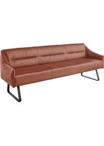 Essbank Musterring "JustB SP500", braun (cognac), B:232cm H:86cm T:70cm, Sitzb&auml;nke, Essbank, Metallkufe schwarz, verschiedene Farben, Breite 220 oder 250 cm