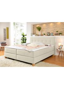Boxspringbett Home Affaire "Calloway", beige, B:98cm L:218cm, Komplettbetten, Boxspringbett, inkl. Topper, XXL-Ausf&uuml;hrung, in 4 Farben, 5 Breiten, 3 Matratzenarten