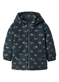 Outdoorjacke name it "NMMMAX JACKET PA REF AOP NOOS", Jungen, Gr. 92, schwarz sapphire aop:1 ref vehicles, Web, Obermaterial: 100% Polyester, bedruckt, normal, elastischer Bund, Jacken Outdoorjacke, Kunstfaser, abnehmbare Kapuze, wasserabweisend