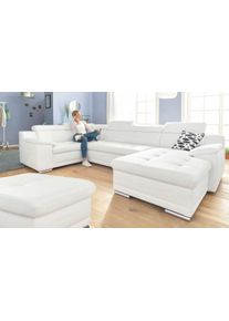 Sit & More Wohnlandschaft SIT & MORE "Top Andiamo U-Form", wei&szlig;, B:336cm H:93cm T:193cm, Kunstleder SOFTLUX;Struktur ( 100% Polyester), Sofas, Wohnlandschaft, mit Kopfteilverstellung, wahlweise mit Schlaffunktion