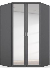 Eckkleiderschrank Rauch "Bremen", grau (graumetallic), B:117cm H:199cm T:118cm, Holzwerkstoff, Schr&auml;nke, Eckkleiderschrank, mit 8 Einlegeb&ouml;den