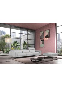 3-Sitzer Egoitaliano "Gloria, super bequem, hochwertige Verarbeitung, edles Design, Megasofa", grau (opal grau), B:327cm H:96cm T:109cm, Luxus-Micofaser Lederoptik (100% Polyester) ist ein neues technisches Gewebe mit einem visuellen und taktilen Aspekt, der dem Nubuk sehr nahe kommt, mit innovativen Eigenschaften. Seine au&szlig;erordentliche Weichheit kommt von einem exklusiven Produktionsprozess, der