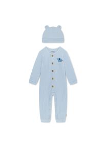 Neugeborenen-Geschenkset HUGGIES BABYWEAR "HUGB COVERALL ATTACHMENT", M&auml;dchen, Gr. 6 (18M/86), huggies ballad blau, Jersey, Obermaterial: 58% Baumwolle, 27% Polyester, 15% Viskose. Obermaterial 2: 100% Baumwolle, KOB Set-Artikel Neugeborenen-Geschenkset, mit passendem M&uuml;tzchen