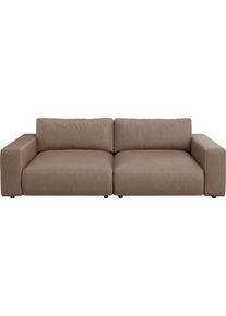 Big-Sofa Musterring "LUCIA Mega Sofa, hoher Sitzkomfort, Breite 252cm, Kontrastnaht", braun (hasel bax), B:252cm H:81cm T:124cm, Flachgewebe FLORIS (100% Polyester);Flachgewebe VALMONT (60% Baumwolle/ 40% Leinen);Microfaser CRONA (100% Polyester), Sofas, Big-Sofa, in vielen Qualit&auml;ten und 4 unterschiedlichen N&auml;hten, 2,5-Sitzer