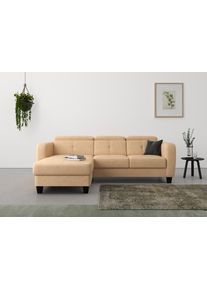 Sit & More Ecksofa SIT & MORE "Belluci L-Form", braun (macciato), B:247cm H:85cm T:170cm, Sofas, Ecksofa, inklusive Federkern, wahlweise mit Schlaffunktion und Bettkasten