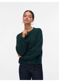 V&eacute;ro Moda Strickjacke VERO MODA "VMLEA LS O-NECK CARDIGAN NOOS", Damen, Gr. M, gr&uuml;n (pine grove), Strick, Obermaterial: 100% Polyacryl, unifarben, loose fit h&uuml;ftlang, Rundhals, Strickjacken Strickjacke, Kunstfaser, loose fit