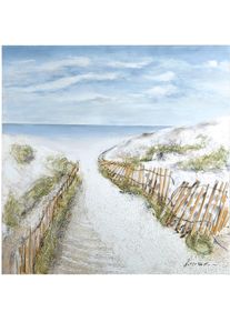 Leinwandbild Gilde "Gem&auml;lde D&uuml;nen-Idylle", blau (farbe bild(er): blau), B:100cm H:100cm T:3cm, Leinwand, Bilder, Leinwandbild