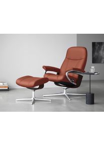 Relaxsessel stressless "Consul", rot (henna paloma), B:91cm H:102cm T:79cm, Leder PALOMA: PALOMA ist ein durchgef&auml;rbtes Semianilin-M&ouml;belleder mit nat&uuml;rlicher Narbung., Sessel, Relaxsessel, mit Cross Base, Gr&ouml;&szlig;e S, M & L, Holzakzent Braun