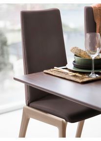 Polsterstuhl stressless "Laurel", braun (chocolate paloma, schwarz), B:57cm H:105cm T:60cm, Leder PALOMA: PALOMA ist ein durchgef&auml;rbtes Semianilin-M&ouml;belleder mit nat&uuml;rlicher Narbung., St&uuml;hle, Polsterstuhl, High Back, Gr&ouml;&szlig;e L, mit abgerundeten Beinen in Schwarz