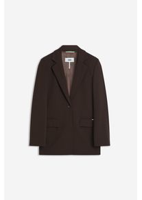 Longblazer Cinque "CIBOARDING", Damen, Gr. 42, dunkelbraun, Web, Obermaterial: 95% Polyester, 5% Elasthan, unifarben, tailliert Po-bedeckend, Blazer Longblazer, in einreihigem Design