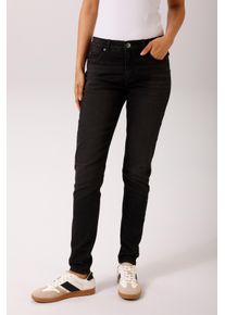Skinny-fit-Jeans Aniston CASUAL, Damen, Gr. 46, N-Gr, schwarz used, Denim/Jeans, Obermaterial: 81% Baumwolle, 17% Polyester, 2% Elasthan, leichte Abriebeffekte, figurbetont kn&ouml;chellang, Jeans Skinny-fit-Jeans, in trendiger Used-Waschung - NEUE KOLLEKTION