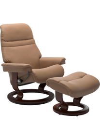 Fu&szlig;hocker stressless "Sunrise", braun (almond paloma), B:57cm H:39cm T:40cm, Leder BATICK: BATICK ist ein leicht korrigiertes, durchgef&auml;rbtes und genarbtes M&ouml;belleder, bei dem die meisten Unebenheiten und Spuren in der Regel entfernt wurden.;Leder PALOMA: PALOMA ist ein durchgef&auml;rbtes Semianilin-M&ouml;belleder mit nat&uuml;rlicher Narbung.;ROHLEDER Stoff Q2 FARON: Ein fester zuverl&auml;ssiger Boucl&eacute; mit einem 