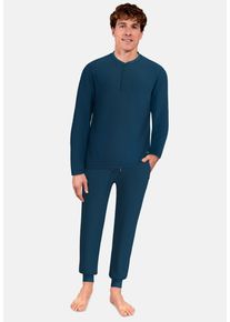 Pyjamahose Tom Tailor, Herren, Gr. 50, N-Gr, blau (blau, mittel, uni), Single Jersey, Obermaterial: 100% Baumwolle, lang, Hosen Pyjamahose