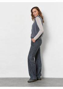 Stoffhose Toni "Jenny Wide Leg", Damen, Gr. 23, K-Gr, grau (dunkelblau), Web, Obermaterial: 64% Polyester, 19% Viskose, 17% Baumwolle, meliert, k&ouml;rpernah lang, Hosen Stoffhose, in Tweed-Optik, mit Viskose