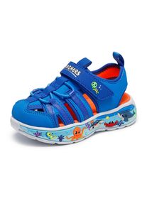 Sandale Skechers "PLAY SCENE SPLASH", M&auml;dchen, Gr. 26, hellblau, blau, Lederimitat, kontrastfarbene Details, Schuhe Sandale, Badeschuh mit bunter Sohle, Gr&ouml;&szlig;enschablone zum Download