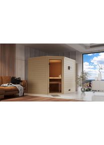 Sauna Karibu "Talida", beige (naturbelassen), ohne Ofen, (ohne Ofen), Saunen, Sauna, ohne Ofen
