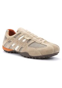 Slip-On Sneaker Geox "U SNAKE", Herren, Gr. 41, beige (beige, orange), Textil, Veloursleder, Schuhe Slip-On Sneaker, Freizeitschuh, Slipper mit Geox Spezial Membran