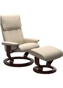 Relaxsessel stressless "Admiral", beige (cream batick), B:78cm H:98cm T:73cm, Leder BATICK: BATICK ist ein leicht korrigiertes, durchgef&auml;rbtes und genarbtes M&ouml;belleder, bei dem die meisten Unebenheiten und Spuren in der Regel entfernt wurden., Sessel, Relaxsessel, mit Classic Base, Gr&ouml;&szlig;e M & L, Gestell Braun