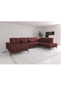 Sit & More Wohnlandschaft SIT & MORE "Amica, U-Form, inkl. Sitztiefenverstellung und Armteilverstellung", merlot, B:357cm H:90cm T:231cm, Sofas, Wohnlandschaft, wahlweise mit Kopfteilverstellung, Schlaffunktion und Bettkasten
