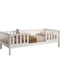 Daybett Vipack "Dallas Massiv Bett mit Rausfallschutz umbaubar vom Boden- zum Daybett", wei&szlig; (wei&szlig;, wei&szlig;), Liegefl&auml;che B/L: 90cm x 200cm Betth&ouml;he: 29cm, kein H&auml;rtegrad, ohne Matratze, Daybetten, Daybett, mit Bettschublade, wahlweise Kiefer massiv natur oder wei&szlig;