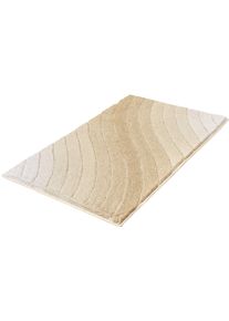 Badematte Kleine Wolke "Tender, Badvorleger, Badezimmer Teppich" Gr. 1, beige (sandbeige), H:20mm, Polyester, Badematten, Badematte, Badteppich, Wellen Design, mit Farbverlauf, Hoch-Tief Effekt, waschbar