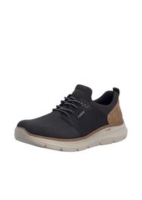 Slip-On Sneaker Rieker, Herren, Gr. 47, schwarz, braun, Lederimitat, Textil, Schuhe Slip-On Sneaker, Schlupfschuh, Halbschuh, Freizeitsneaker mit Gummizug, schmale Form