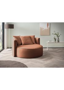 XXL-Sessel "ISALIE Samtoptik, Lesesessel, Loveseat, inklusive Zierkissen", braun (rostfarben), B:153cm H:98cm T:145cm, LeGer Home by Lena Gercke, Sessel, XXL-Sessel, extra gro&szlig;e Sitzfl&auml;che, optional mit Hocker, 3 Bezugsstoffe